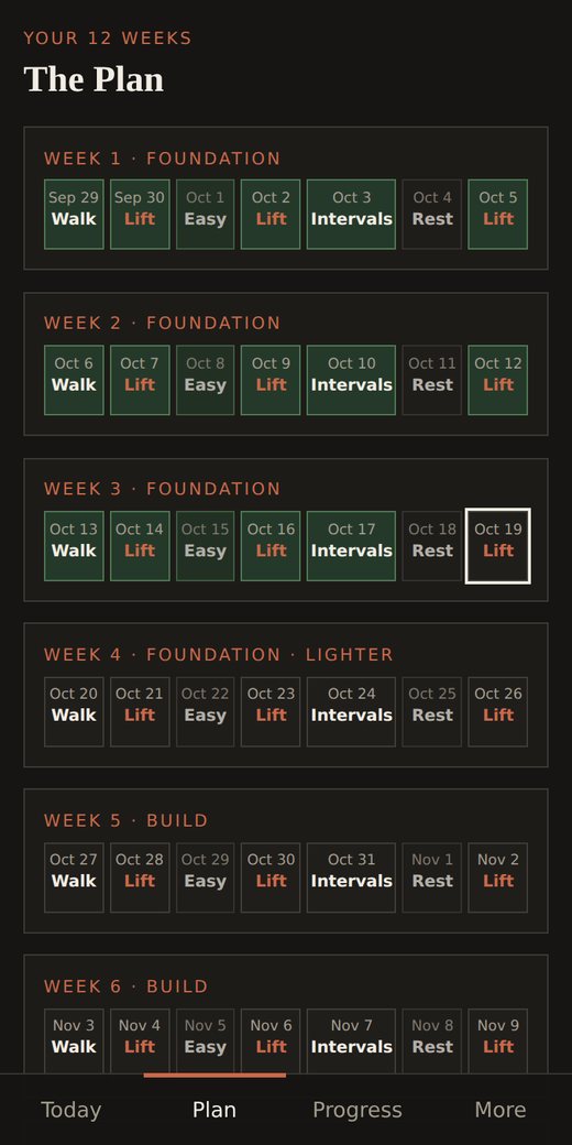 Forge 12 Virtual twelve week calendar